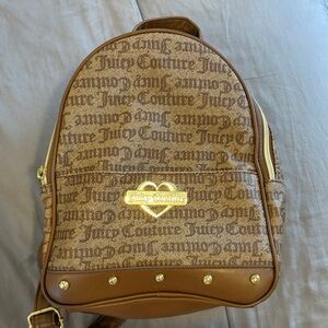 Juicy Couture Brown Logo Mini Backpack with Gold Accents